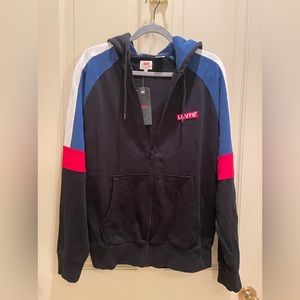 NWT RARE Men’s Zip Hoodie/Jacket Size Medium. Red, Blue, Black. Soft❤️🖤💙